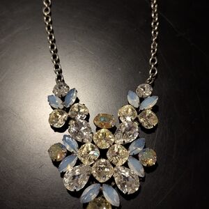 Sorrelli Silver Necklace with Blue and Gold Crystals